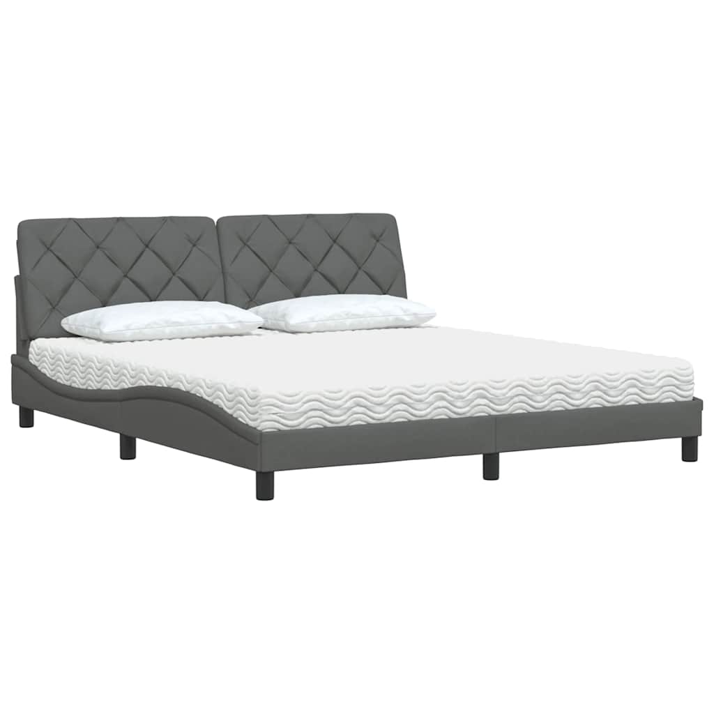 vidaXL Pat cu saltea, gri închis, 180x200 cm, textil