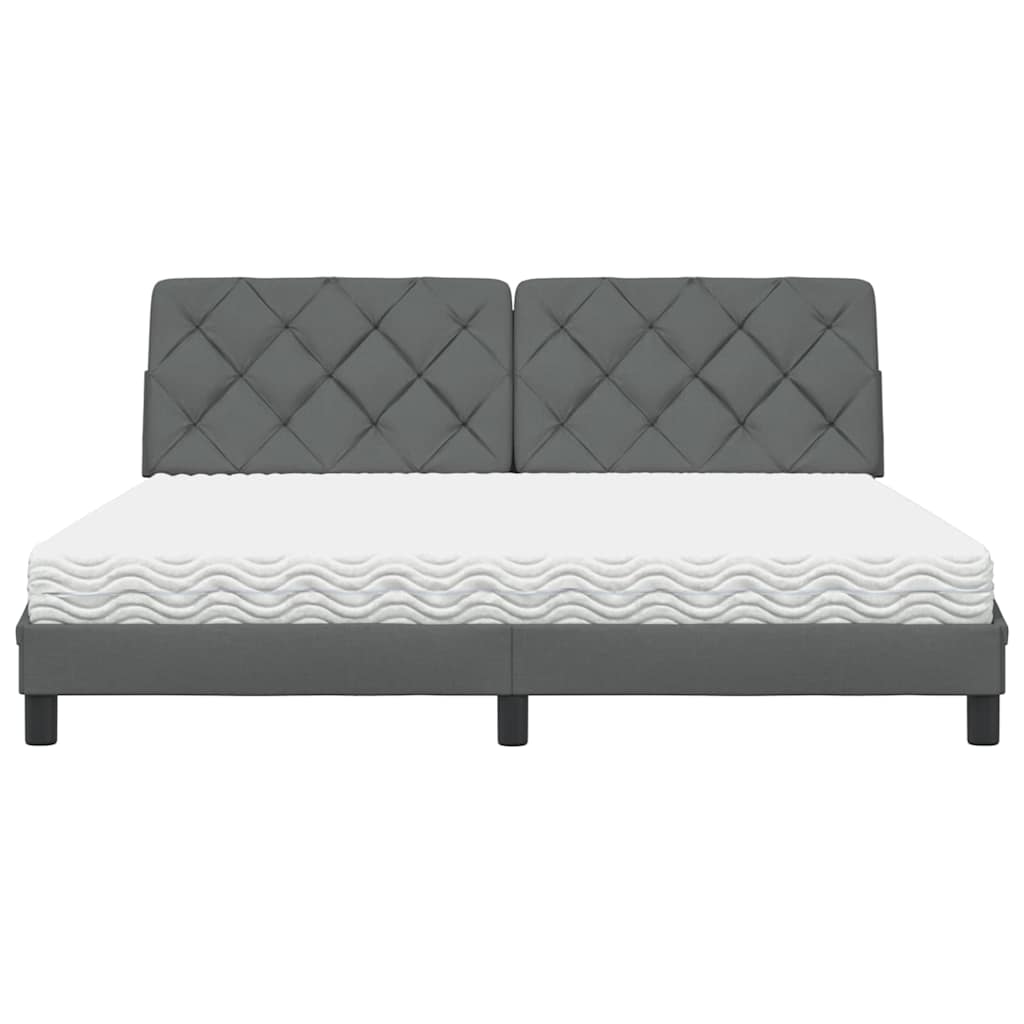 vidaXL Pat cu saltea, gri închis, 180x200 cm, textil