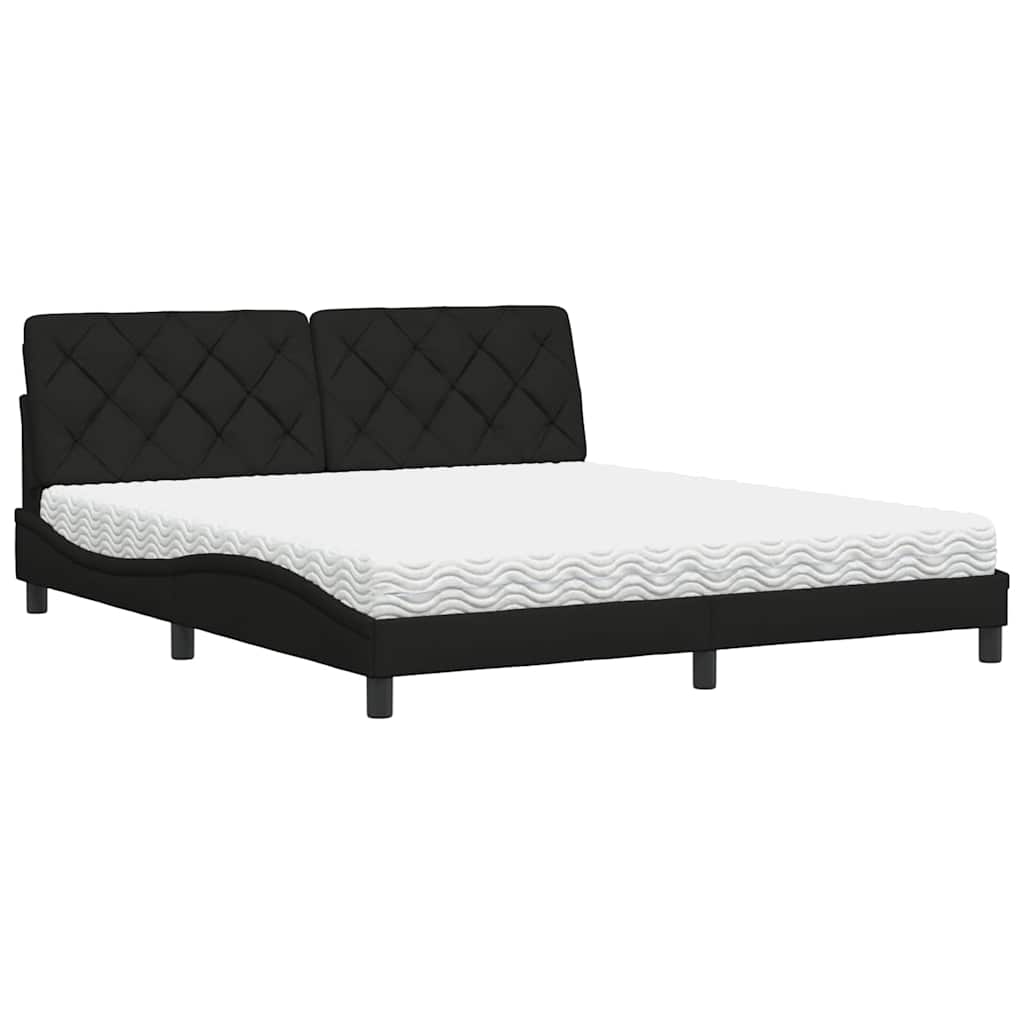 vidaXL Pat cu saltea, negru, 180x200 cm, catifea