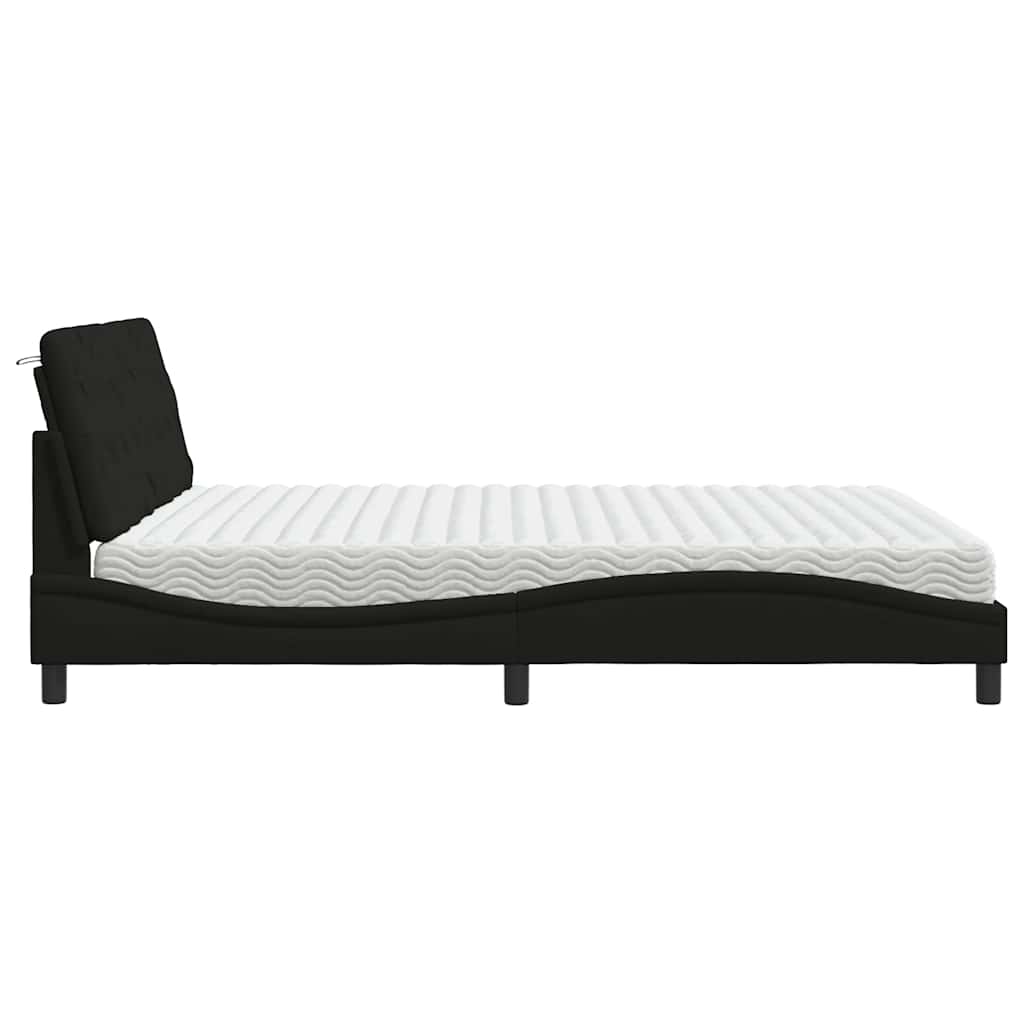 vidaXL Pat cu saltea, negru, 180x200 cm, catifea