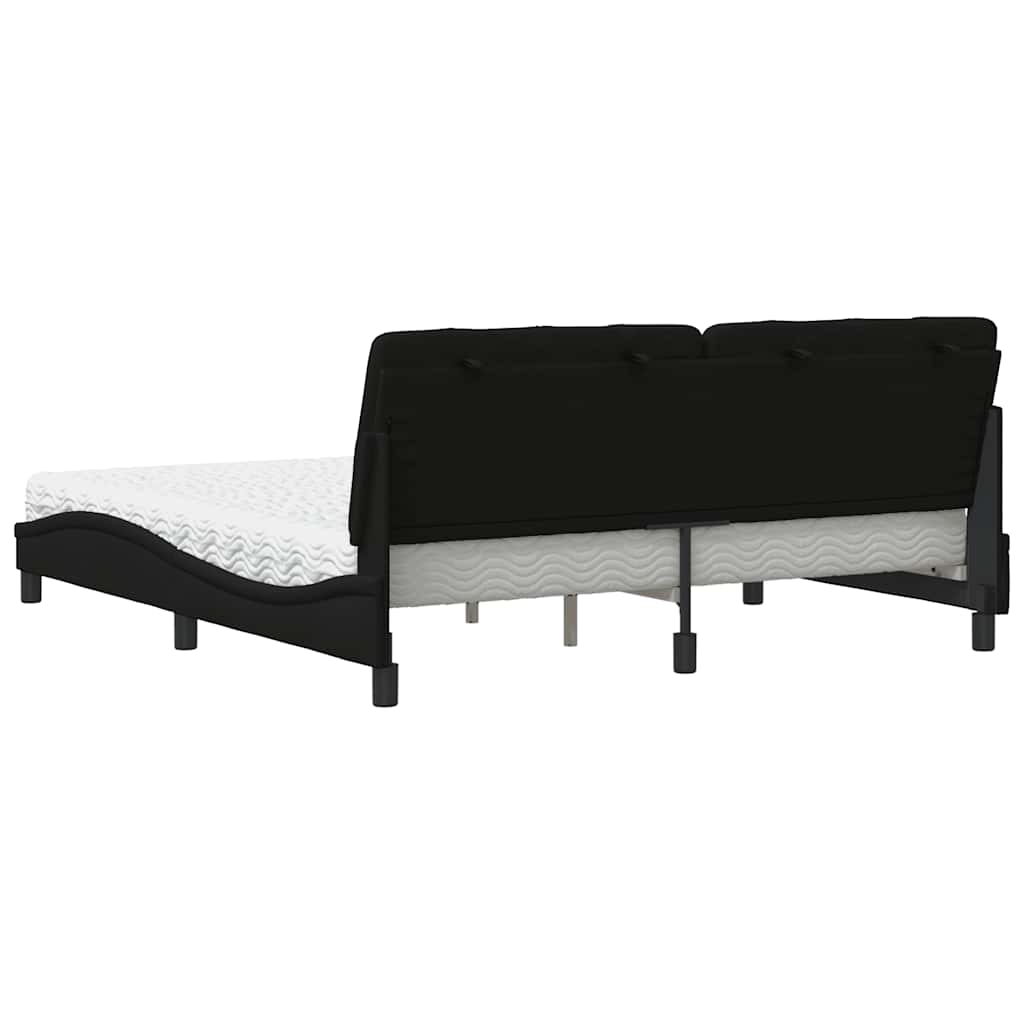 vidaXL Pat cu saltea, negru, 180x200 cm, catifea