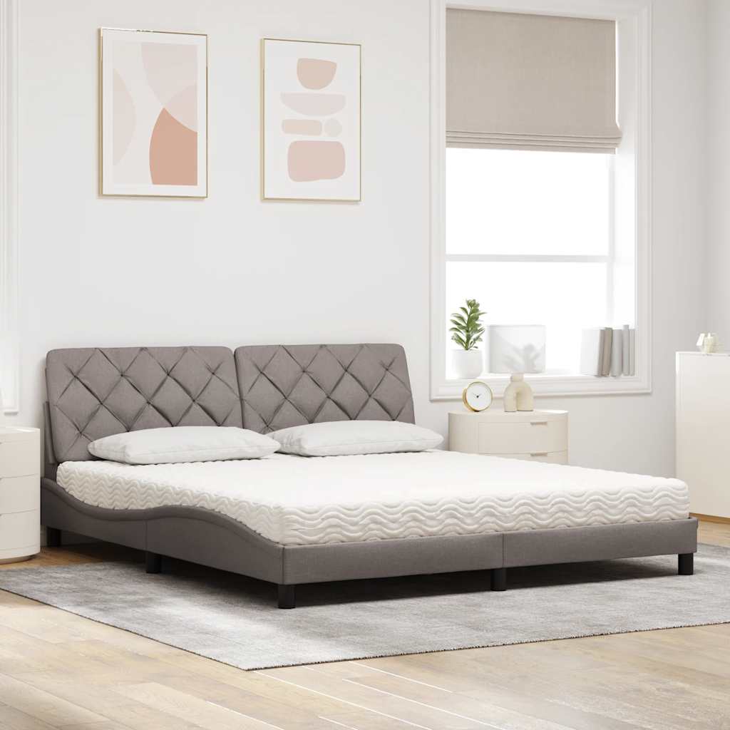 vidaXL Pat cu saltea, gri taupe, 180x200 cm, textil