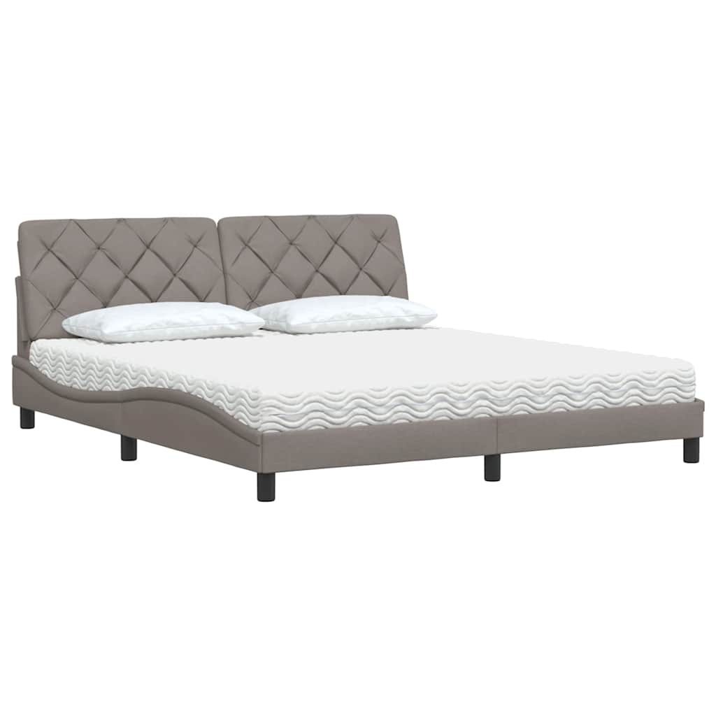 vidaXL Pat cu saltea, gri taupe, 180x200 cm, textil