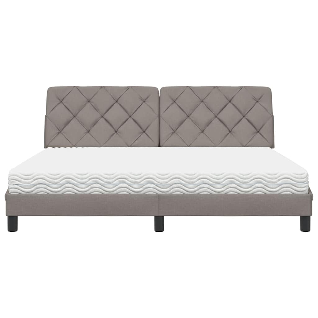 vidaXL Pat cu saltea, gri taupe, 180x200 cm, textil