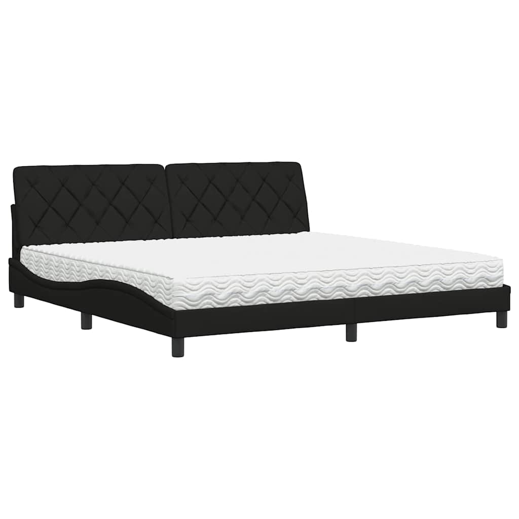 vidaXL Pat cu saltea, negru, 200x200 cm, textil