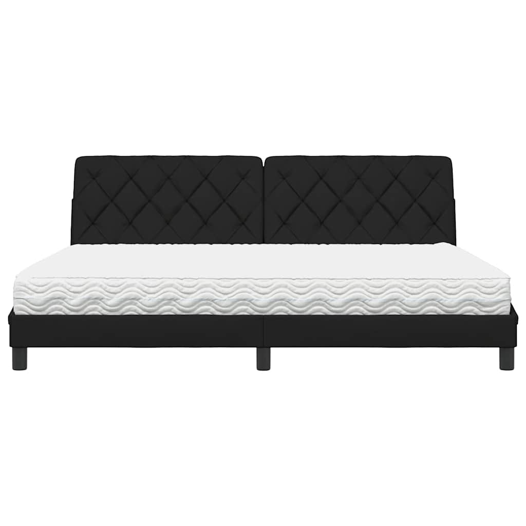vidaXL Pat cu saltea, negru, 200x200 cm, textil