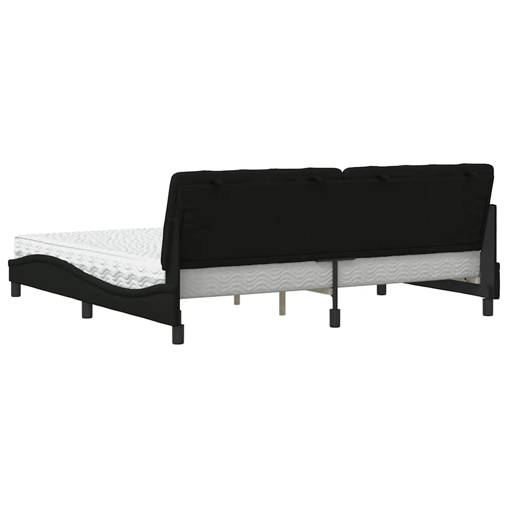 vidaXL Pat cu saltea, negru, 200x200 cm, textil