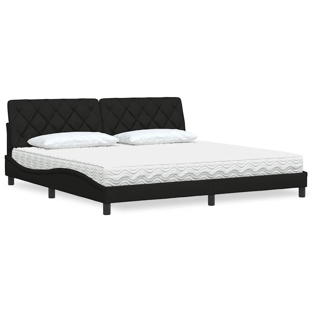 vidaXL Pat cu saltea, negru, 200x200 cm, textil