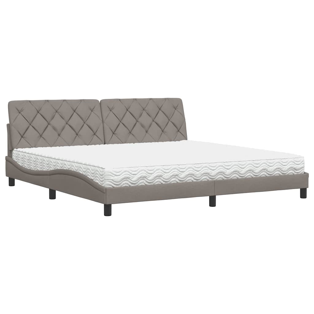 vidaXL Pat cu saltea, gri taupe, 200x200 cm, textil