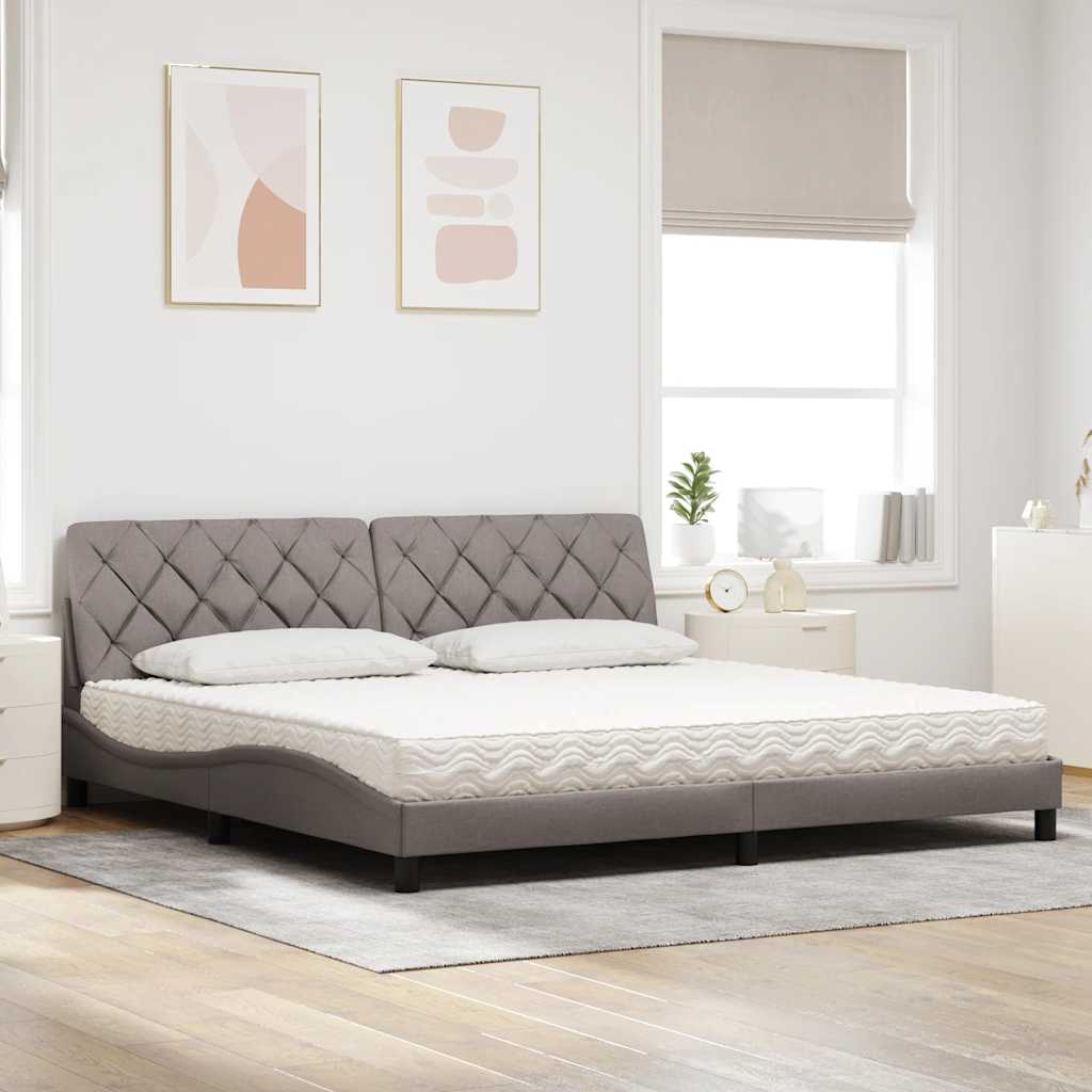 vidaXL Pat cu saltea, gri taupe, 200x200 cm, textil