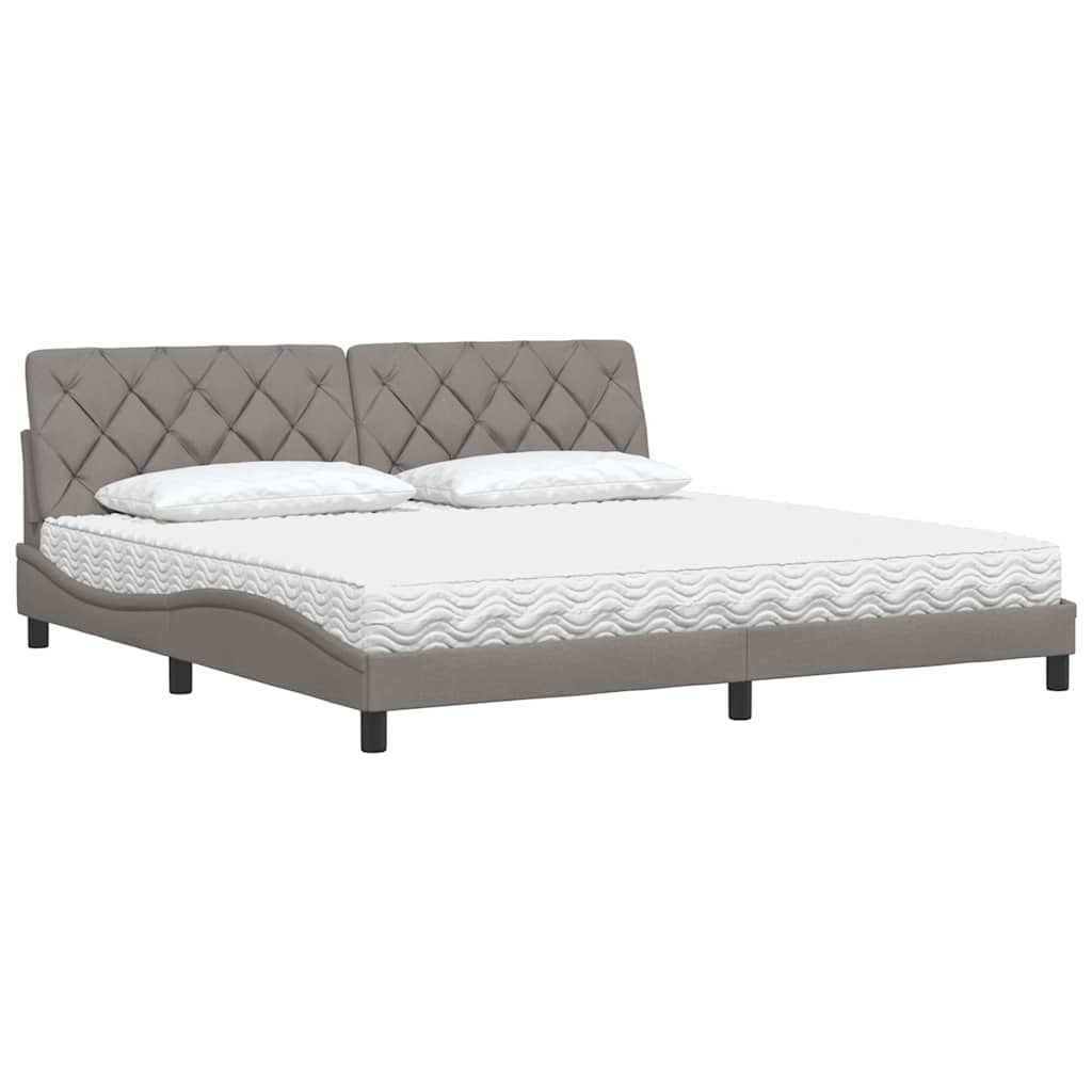 vidaXL Pat cu saltea, gri taupe, 200x200 cm, textil
