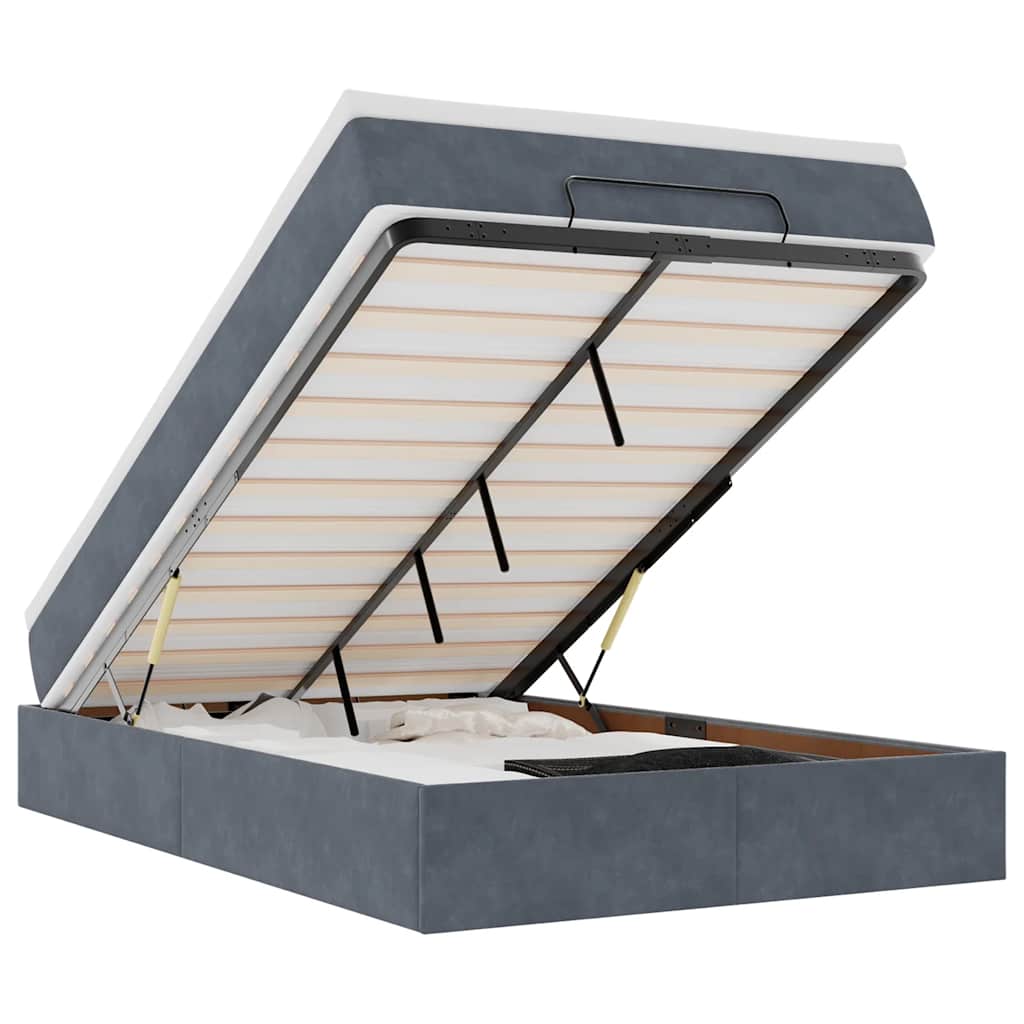 vidaXL Pat otoman cu saltea, gri închis, 120x190 cm, catifea