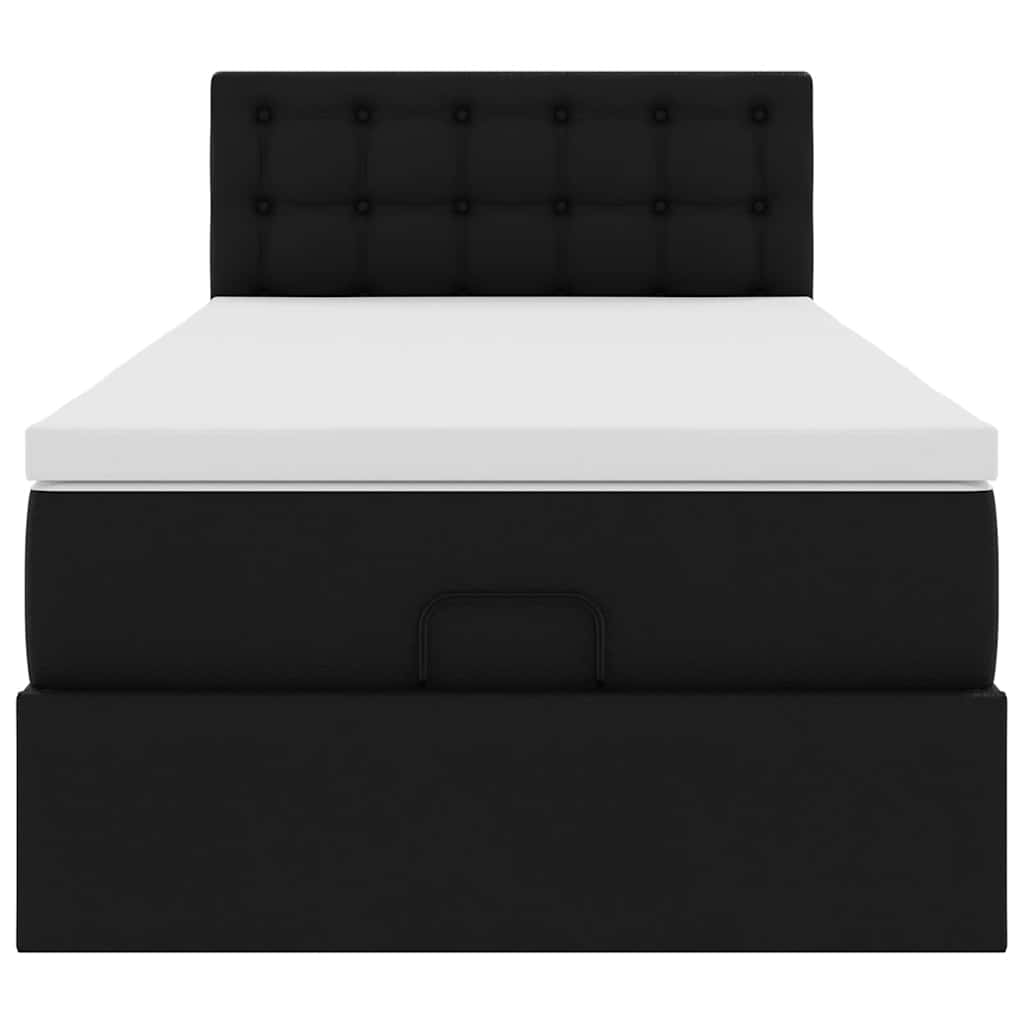 vidaXL Pat otoman cu saltea, negru, 80x200cm, piele ecologică vidaXL Pat otoman cu saltea, negru, 80x200cm, piele ecologică