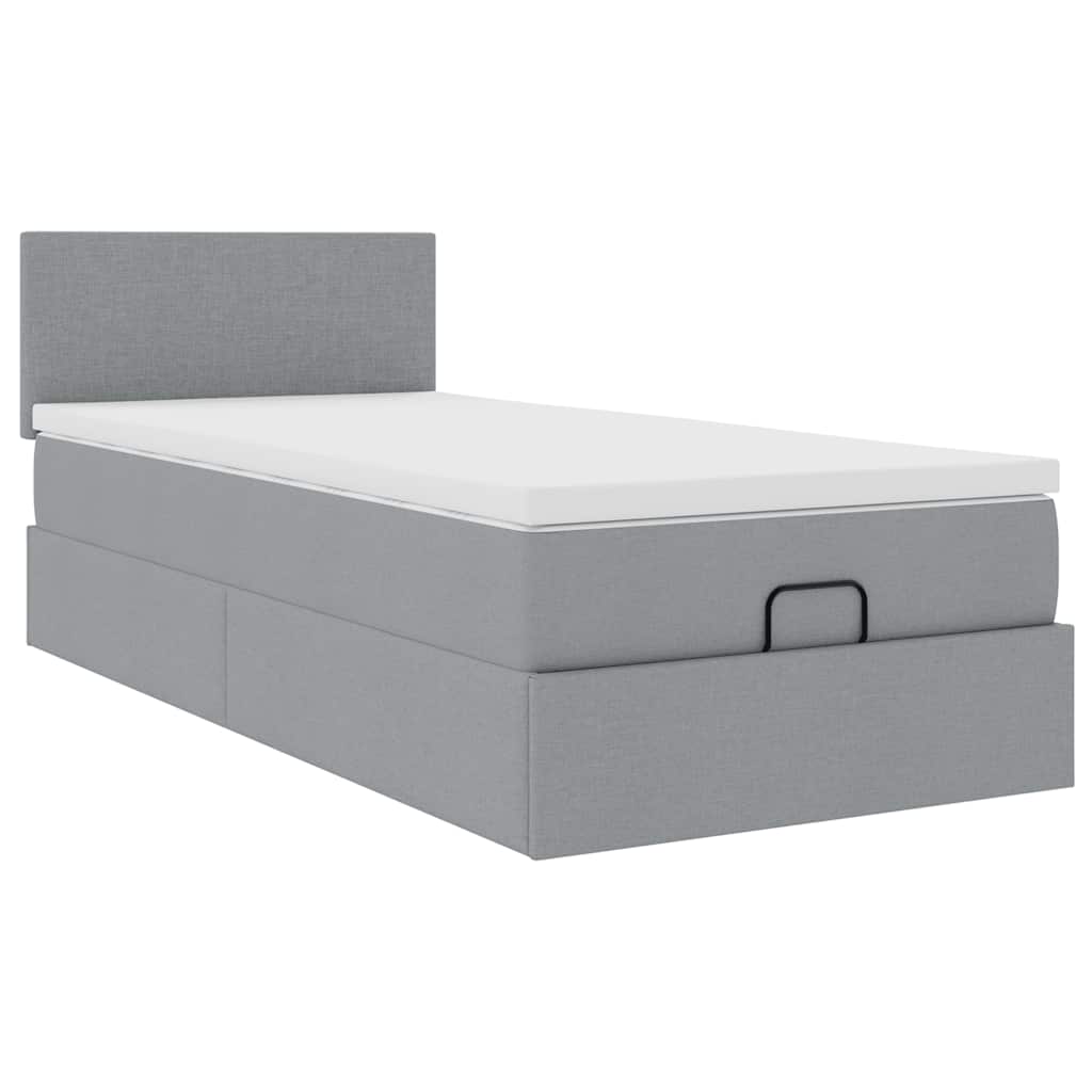 vidaXL Pat otoman cu saltea țesătură gri deschis 90x200 cm