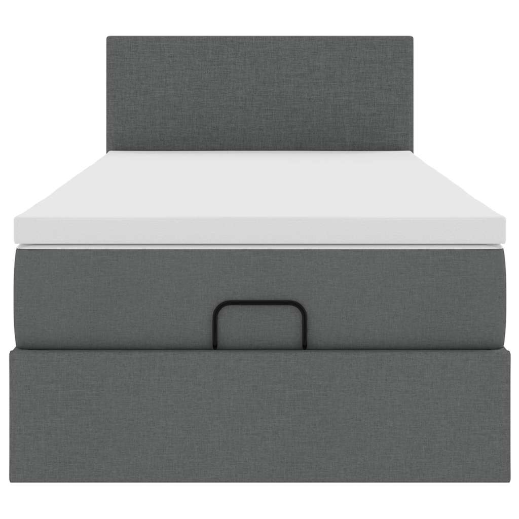 vidaXL Pat otoman cu saltea țesătură gri închis 90x200 cm vidaXL Pat otoman cu saltea țesătură gri închis 90x200 cm