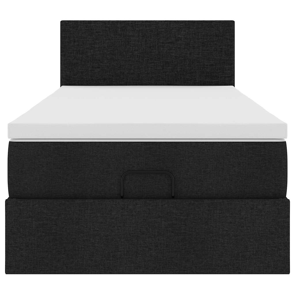 vidaXL Pat otoman cu saltea negru 100x200 cm stofa