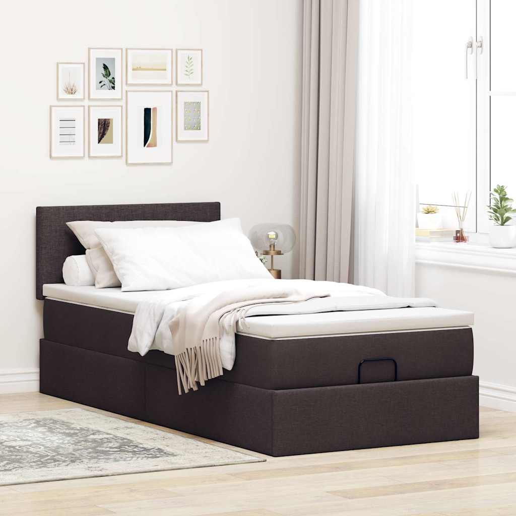 vidaXL Pat otoman cu saltea țesătură maro închis 100x200 cm