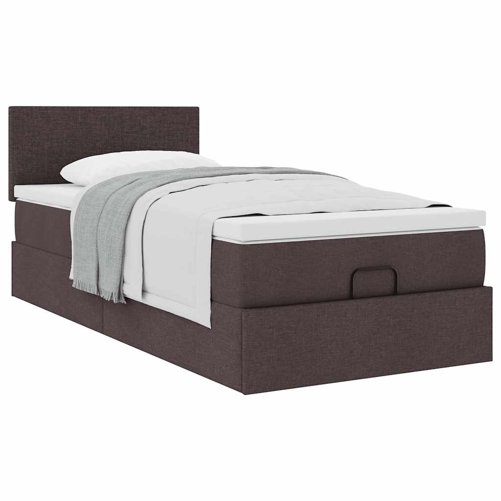 vidaXL Pat otoman cu saltea țesătură maro închis 100x200 cm
