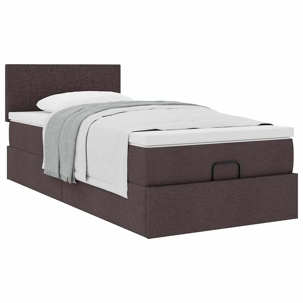 vidaXL Pat otoman cu saltea țesătură maro închis 100x200 cm
