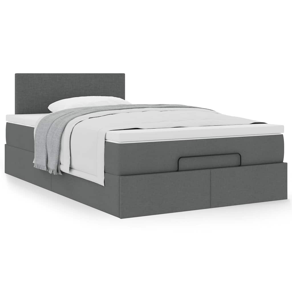vidaXL Pat otoman cu saltea țesătură gri închis 120x200 cm