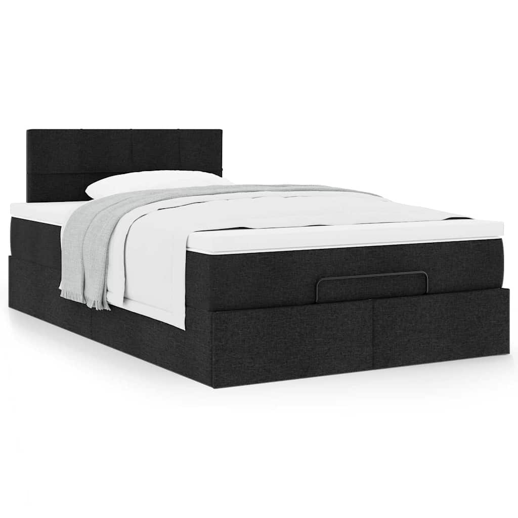 vidaXL Pat otoman cu saltea negru 120x200 cm stofa