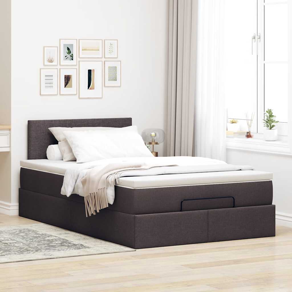 vidaXL Pat otoman cu saltea țesătură maro închis 120x200 cm