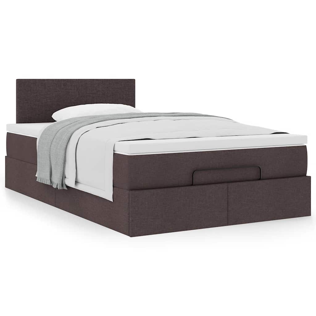 vidaXL Pat otoman cu saltea țesătură maro închis 120x200 cm