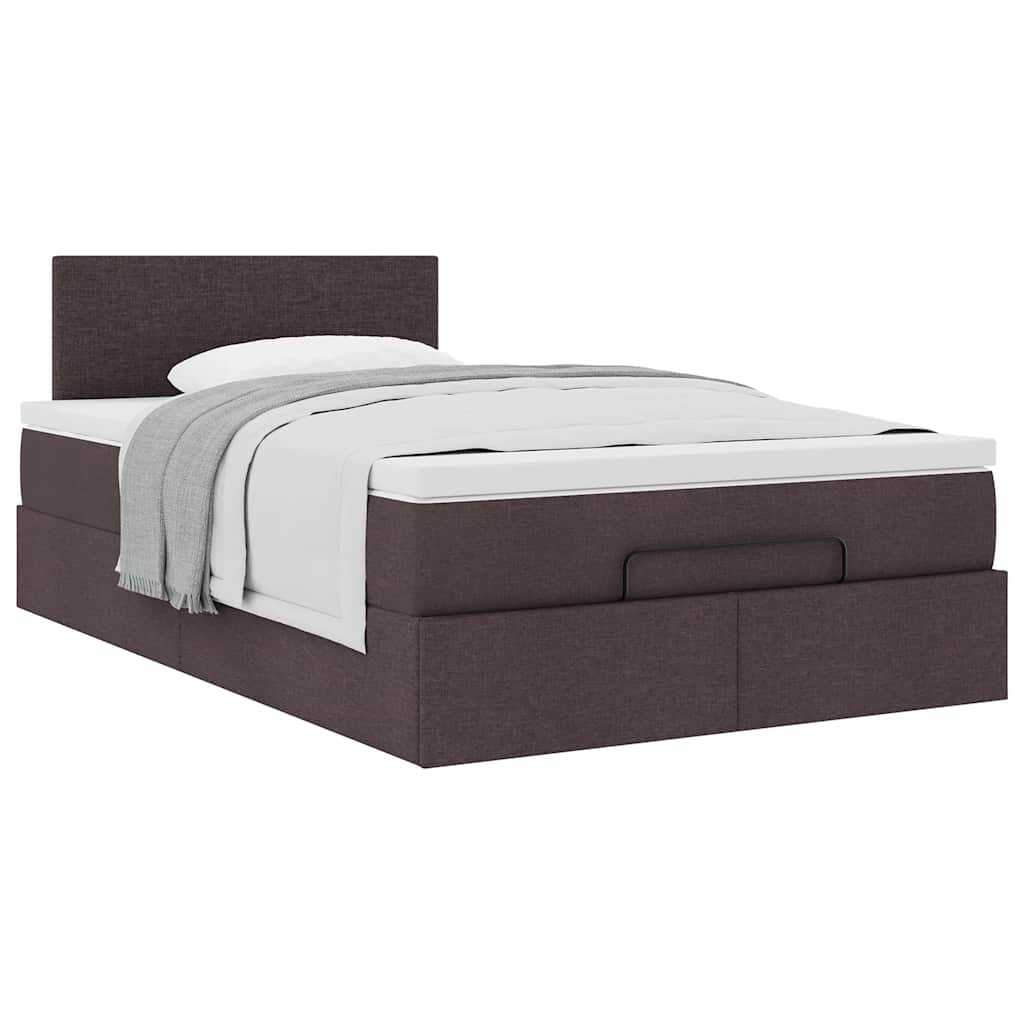vidaXL Pat otoman cu saltea țesătură maro închis 120x200 cm