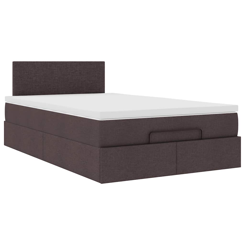 vidaXL Pat otoman cu saltea țesătură maro închis 120x200 cm