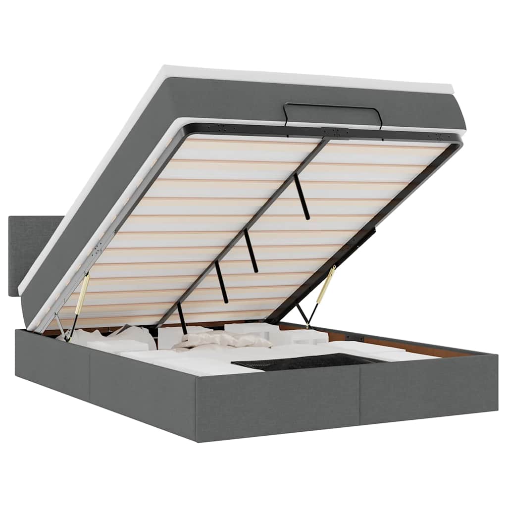 vidaXL Pat otoman cu saltea țesătură gri închis 140x190 cm