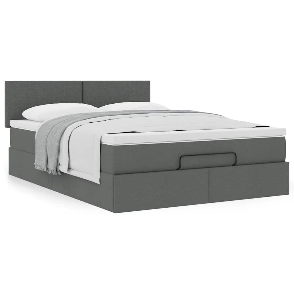vidaXL Pat otoman cu saltea țesătură gri închis 140x190 cm