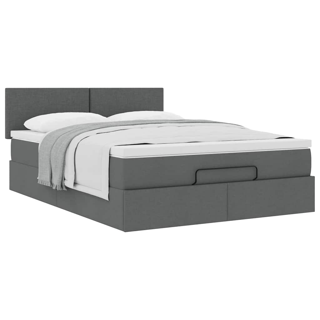 vidaXL Pat otoman cu saltea țesătură gri închis 140x190 cm