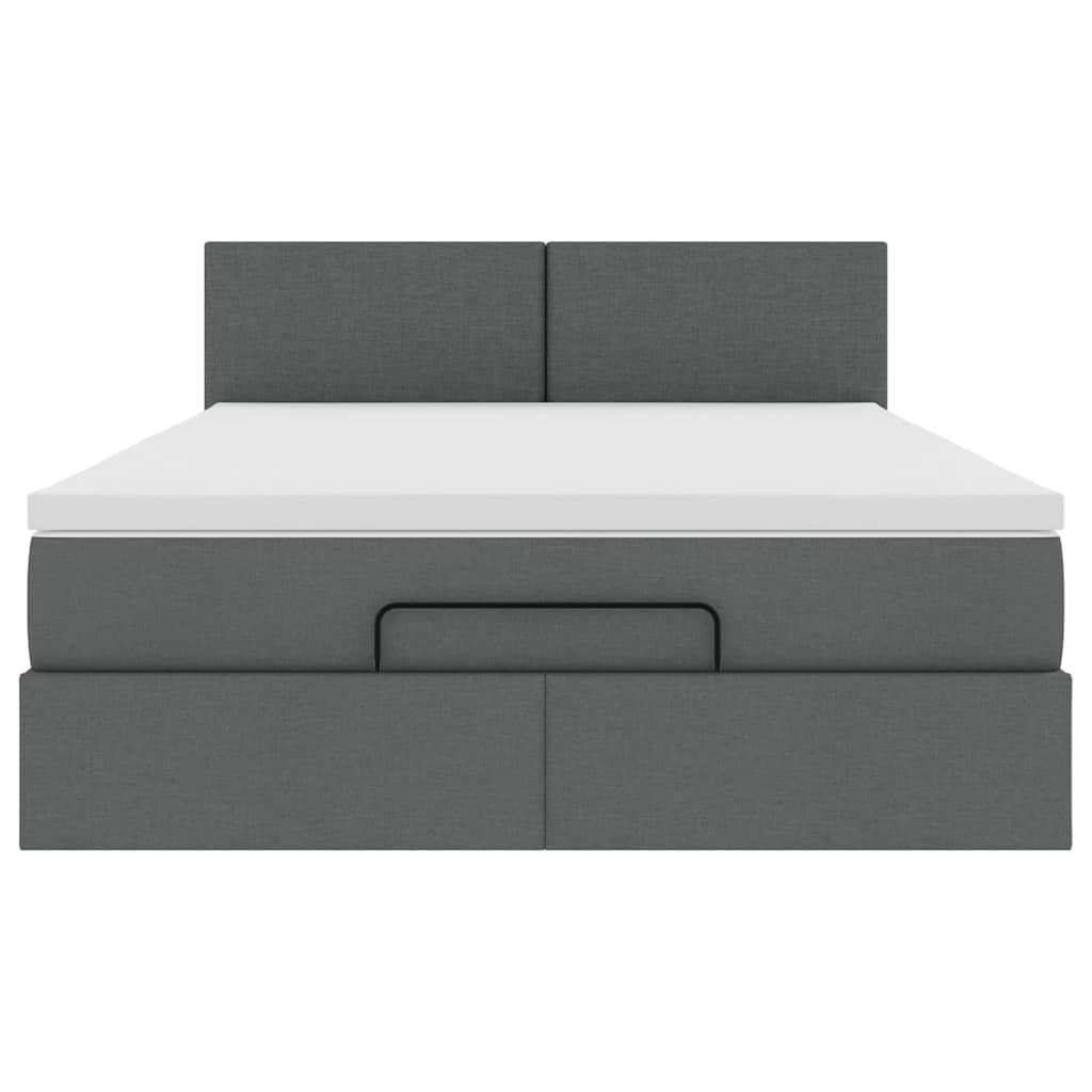 vidaXL Pat otoman cu saltea țesătură gri închis 140x190 cm