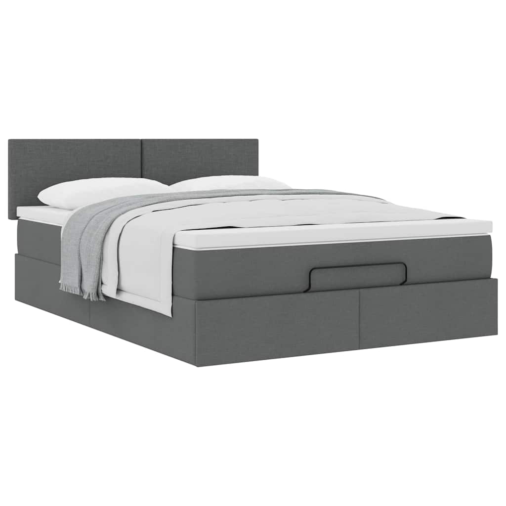 vidaXL Pat otoman cu saltea țesătură gri închis 140x200 cm