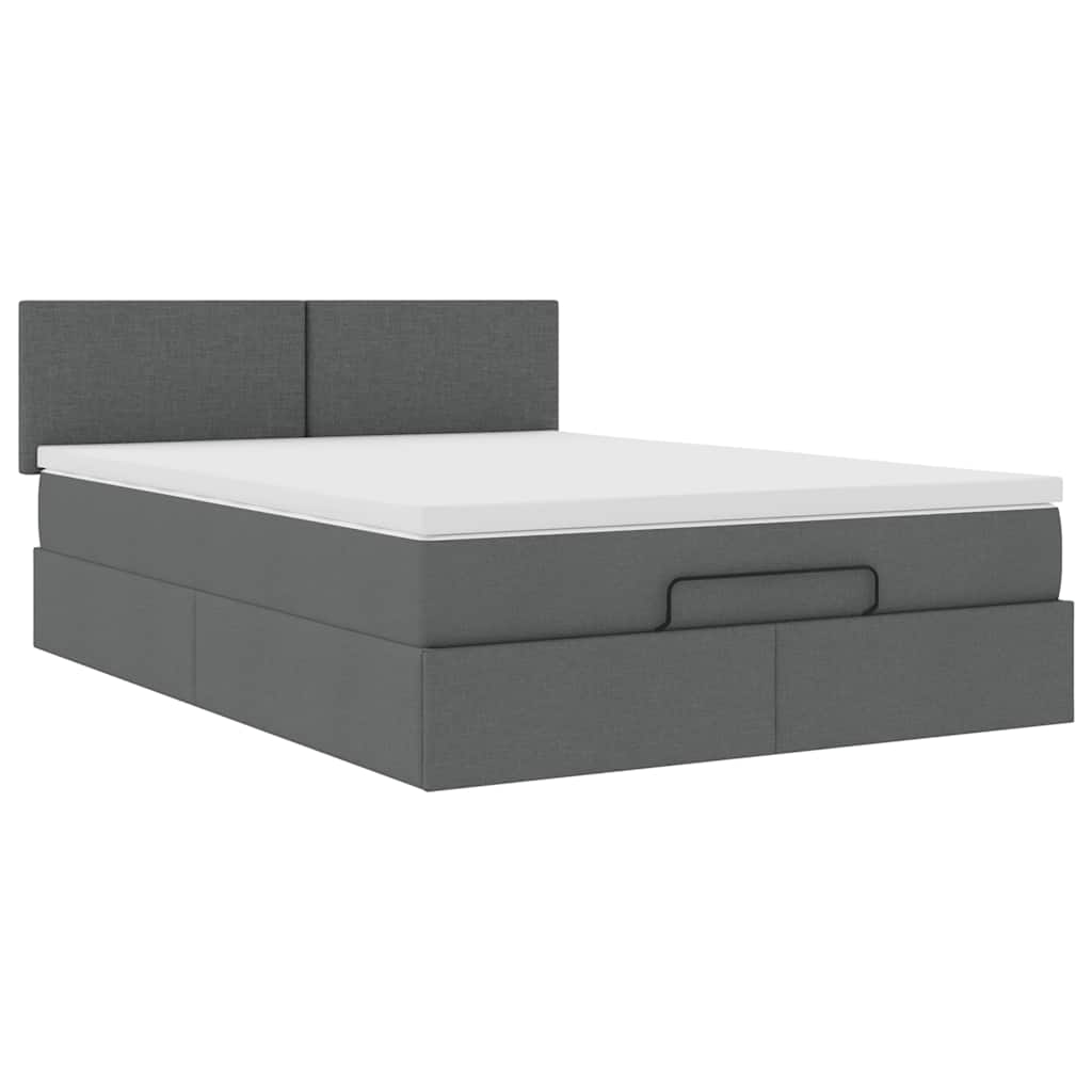 vidaXL Pat otoman cu saltea țesătură gri închis 140x200 cm