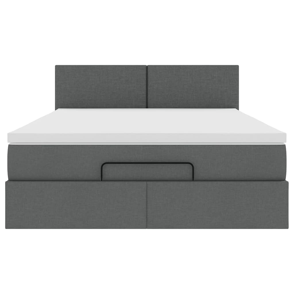 vidaXL Pat otoman cu saltea țesătură gri închis 140x200 cm