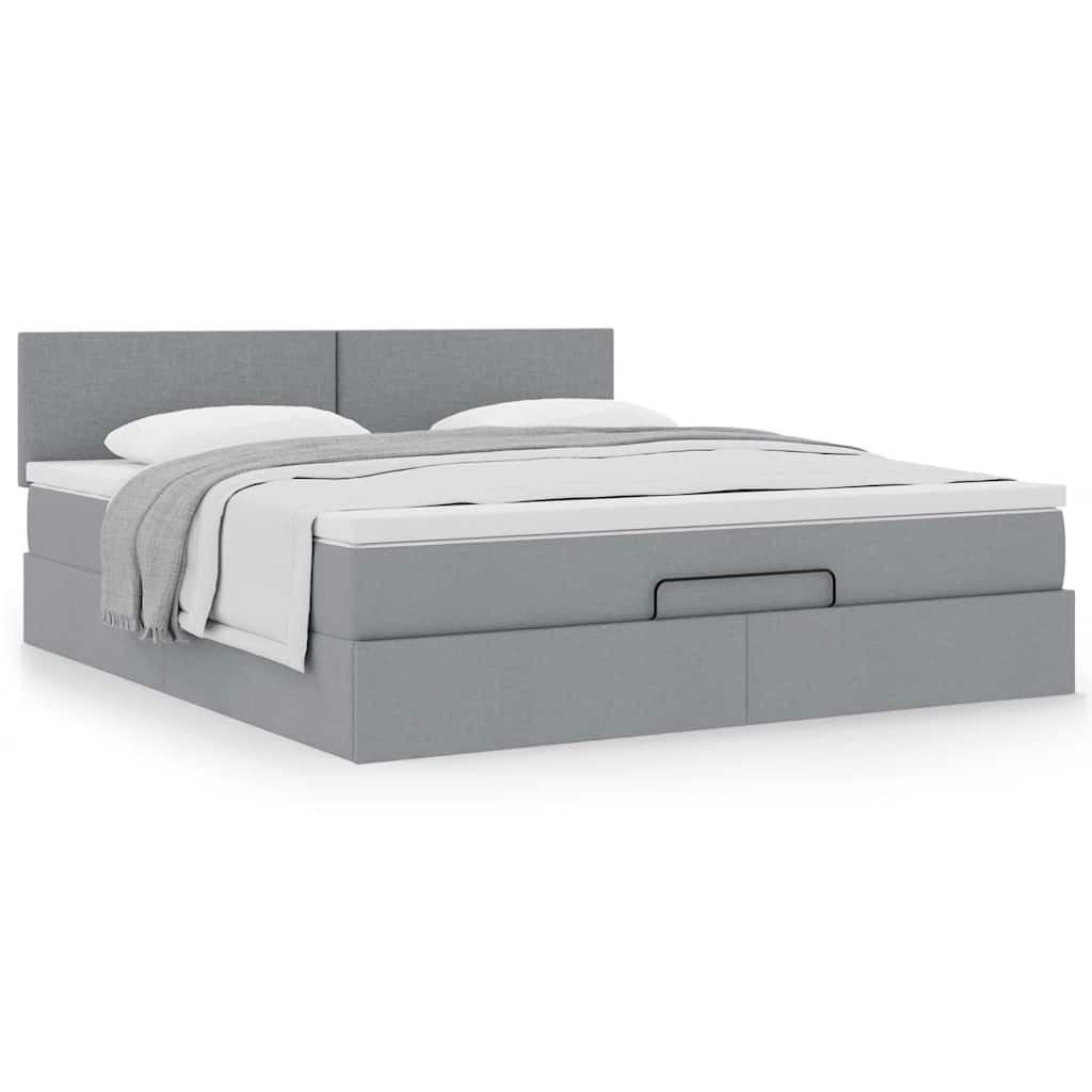 vidaXL Pat otoman cu saltea țesătură gri deschis 160x200 cm