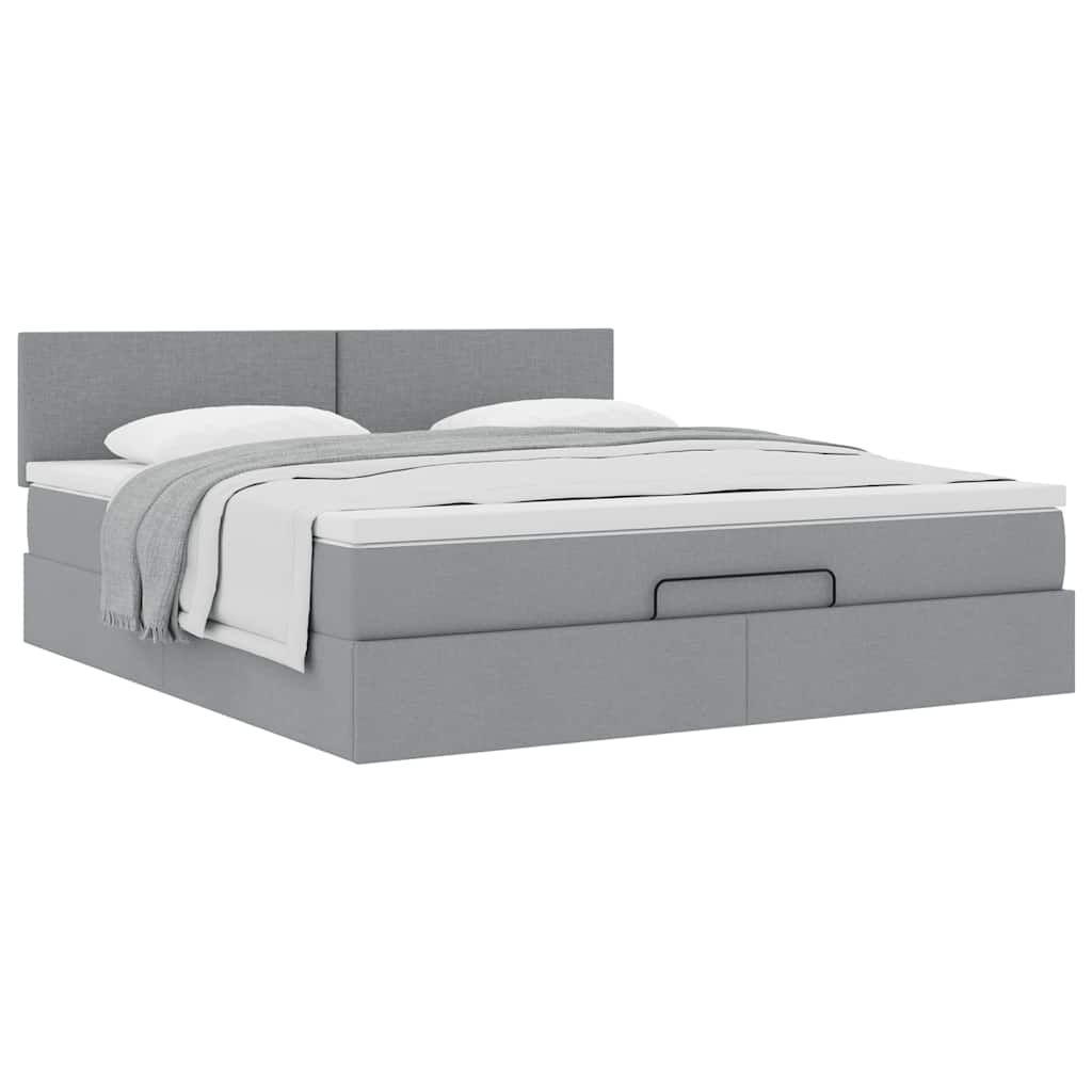 vidaXL Pat otoman cu saltea țesătură gri deschis 160x200 cm