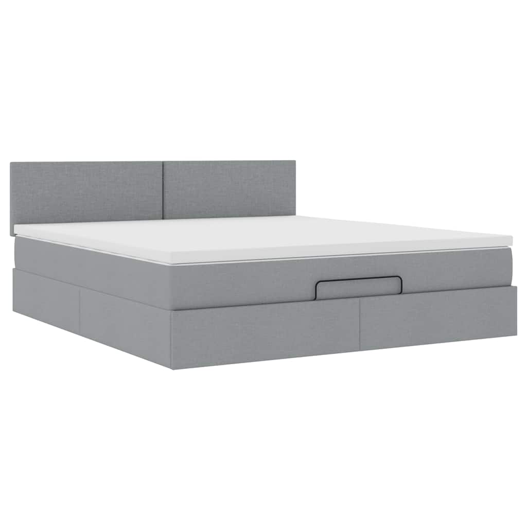vidaXL Pat otoman cu saltea țesătură gri deschis 160x200 cm