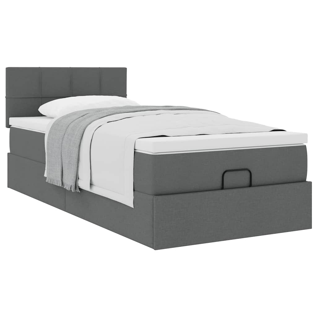 vidaXL Pat otoman cu saltea țesătură gri închis 90x200 cm