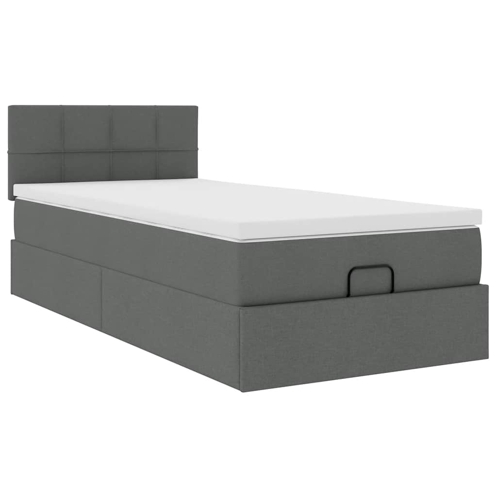 vidaXL Pat otoman cu saltea țesătură gri închis 90x200 cm