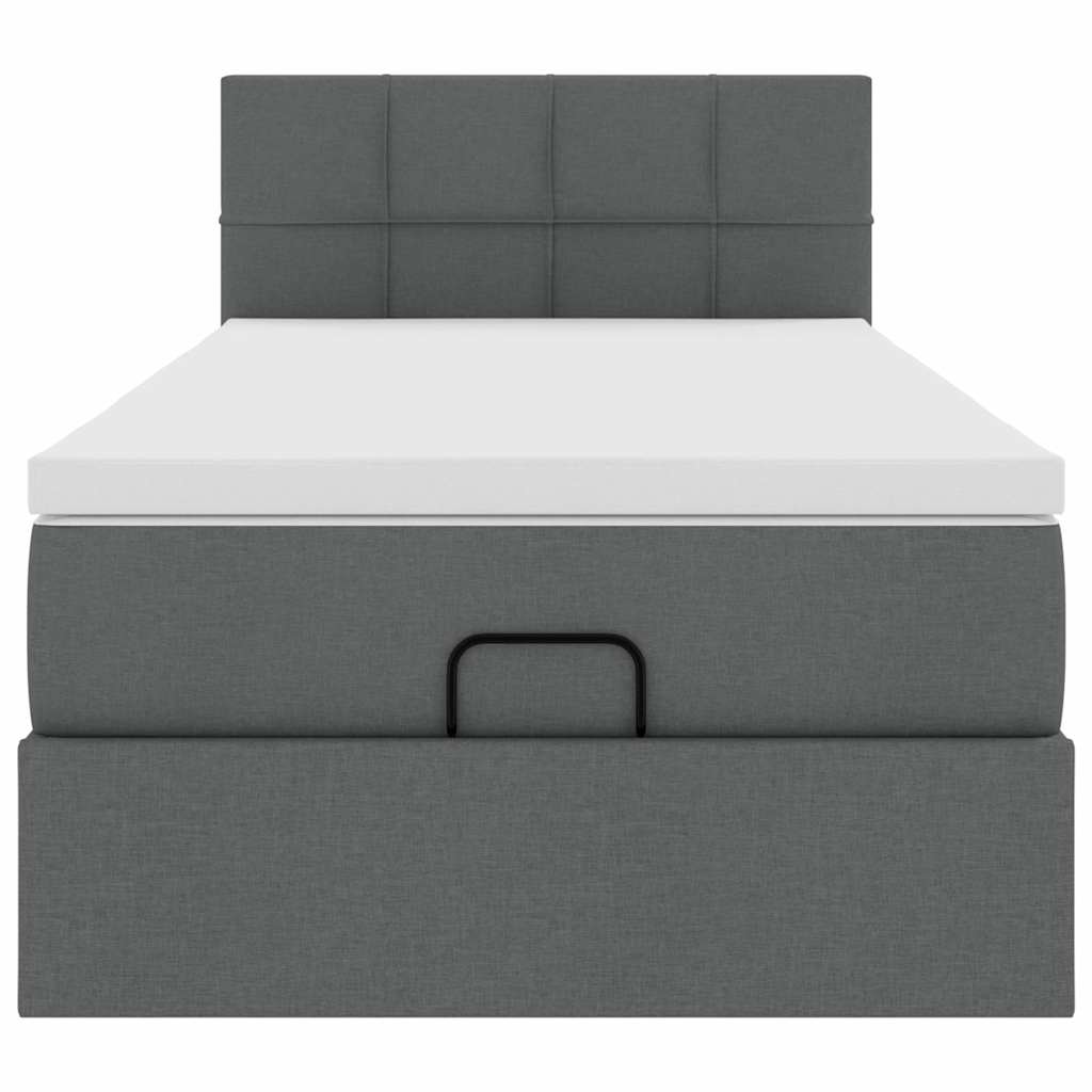 vidaXL Pat otoman cu saltea țesătură gri închis 90x200 cm