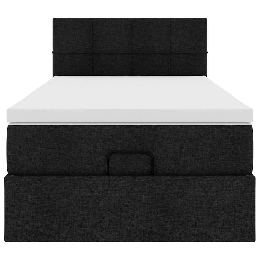 vidaXL Pat otoman cu saltea negru 100x200 cm stofa