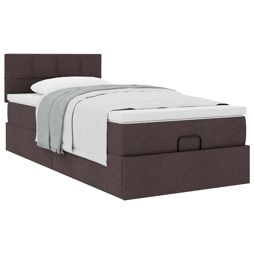 vidaXL Pat otoman cu saltea țesătură maro închis 100x200 cm