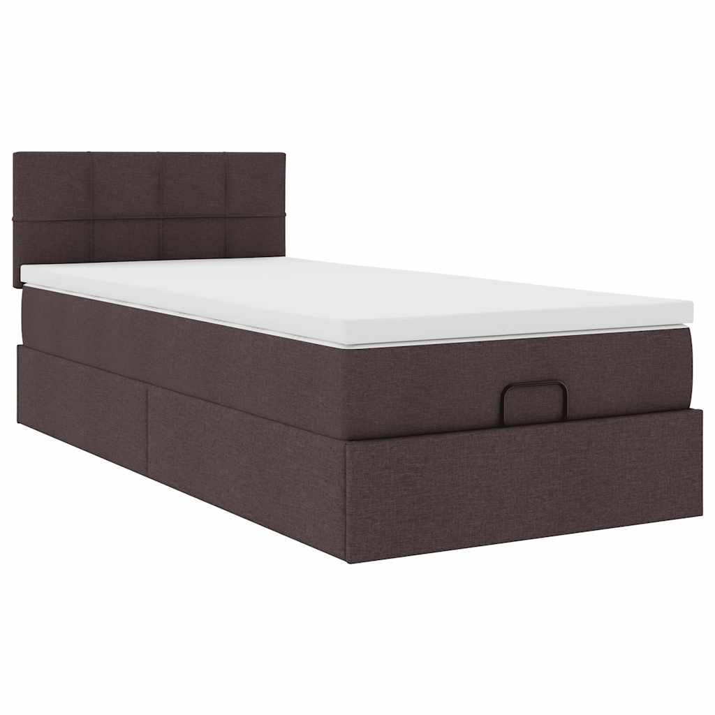 vidaXL Pat otoman cu saltea țesătură maro închis 100x200 cm