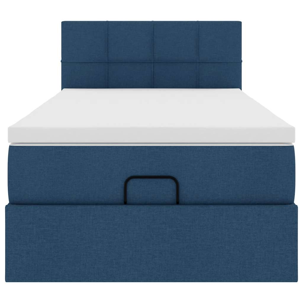 vidaXL Pat otoman cu saltea albastru 100x200 cm stofa