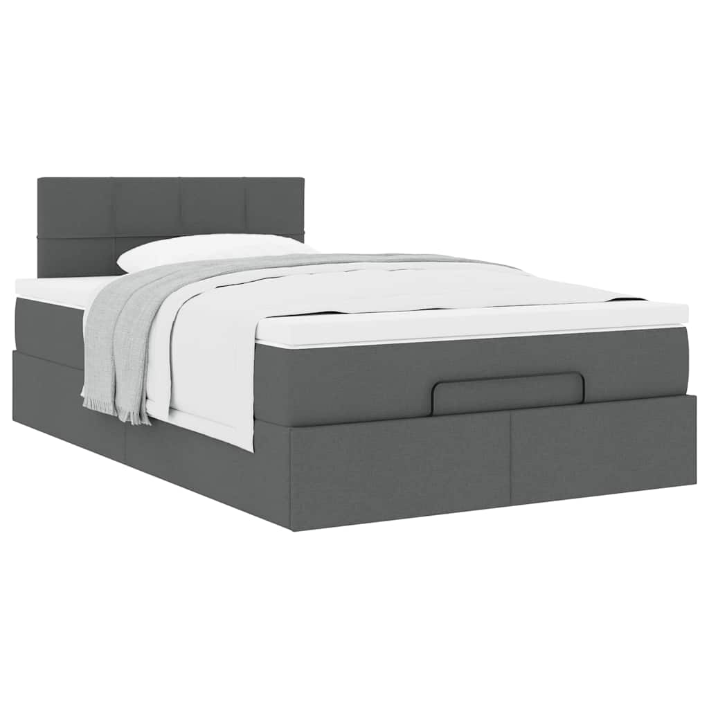 vidaXL Pat otoman cu saltea țesătură gri închis 120x200 cm
