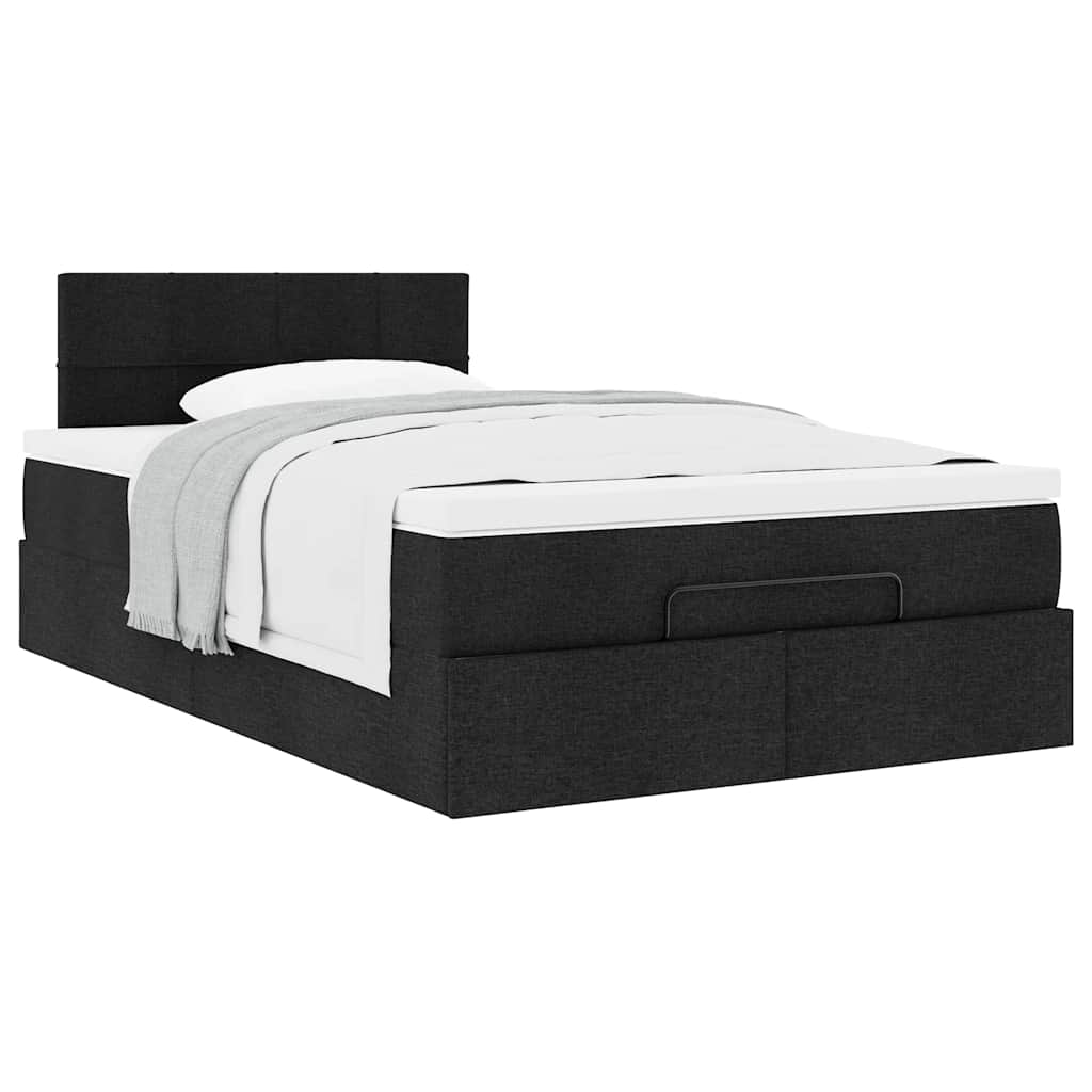 vidaXL Pat otoman cu saltea negru 120x200 cm stofa