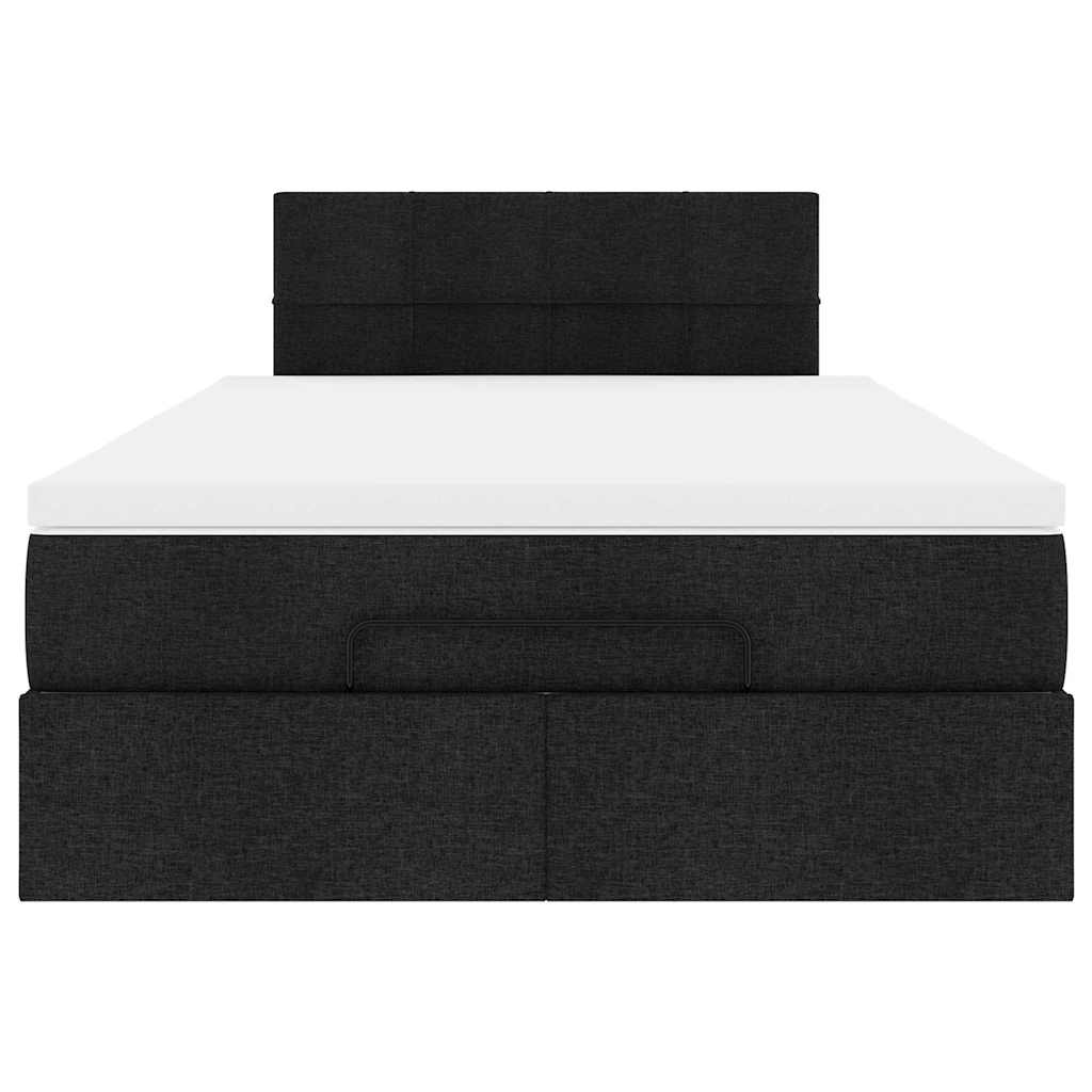 vidaXL Pat otoman cu saltea negru 120x200 cm stofa
