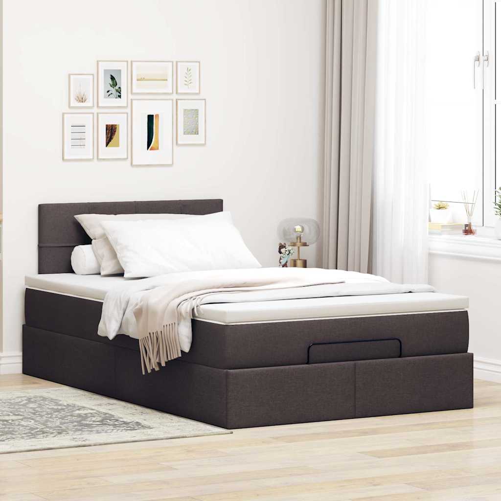 vidaXL Pat otoman cu saltea țesătură maro închis 120x200 cm